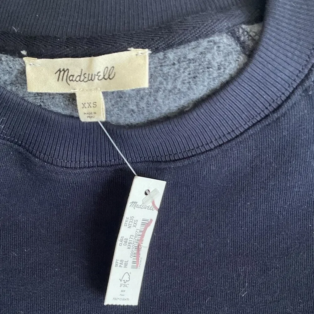 Madewell Puff-Sleeve Sweatshirt Tee Blue Size XXS oversized - Picture 8 of 9